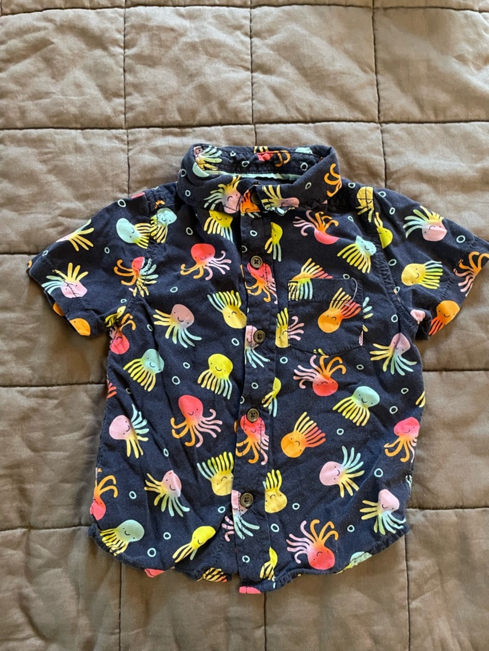 Cat & Jack short-sleeve button-up,  octopus print, 2T